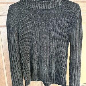 Vintage Chenille cable knit black sweater Medium